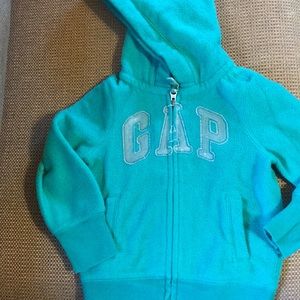 GapKids green fleece sequin logo hoodie size XS